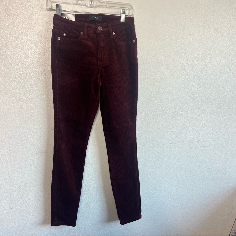 OAT New York Womens Corduroy Stretch Pants Wine Red Size 24 NWT - Picture 3 of 10